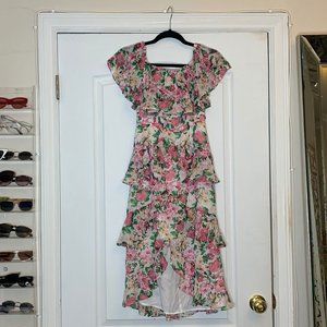 Pink Floral Midi Dress